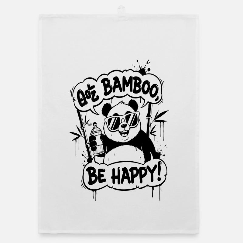 Panda Graffiti Sei glücklich Organic Geschirrtuch