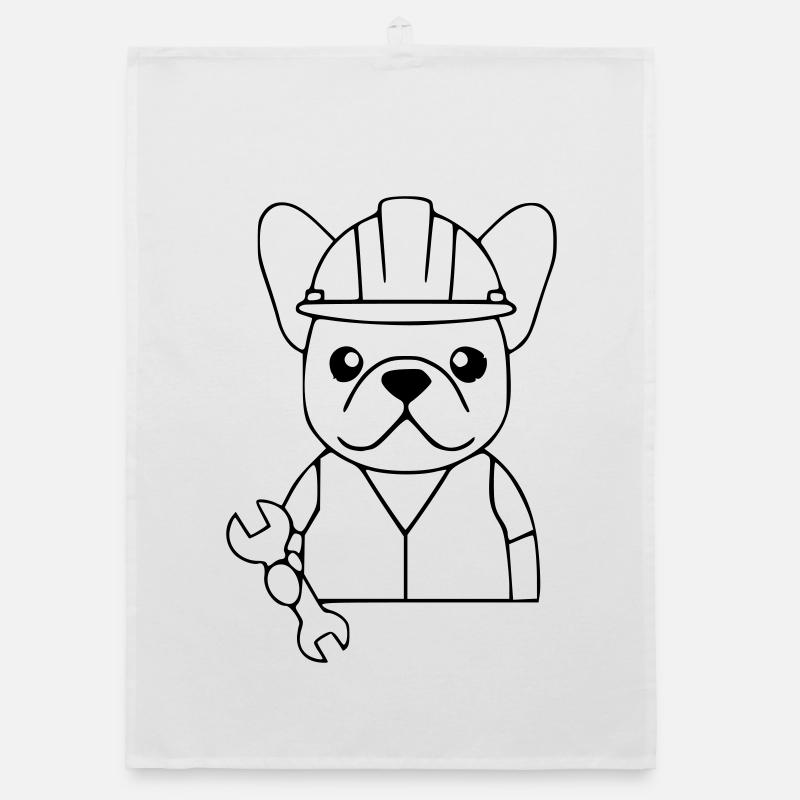 Frenchie Mechaniker Werkzeug Organic Geschirrtuch