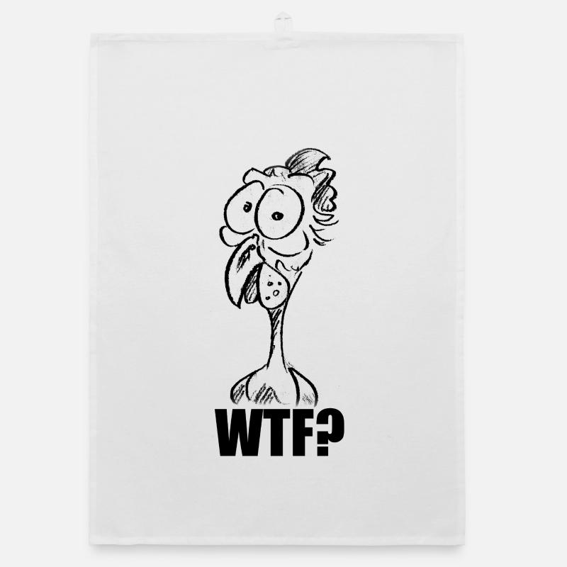 WTF? Chicken Head - Funny Comic Meme Organic dish towel