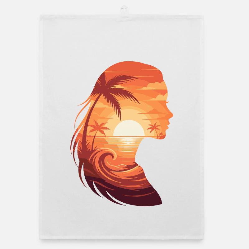 Profil de silhouette de coucher de soleil Torchon bio