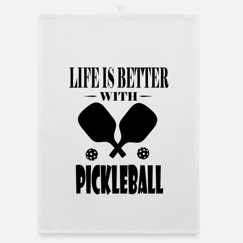 Mit Pickleball ist das Leben besser - Organic Geschirrtuch - Weiß