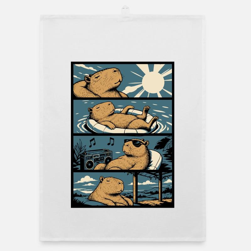 Ambiances de piscine chill capybara Torchon bio