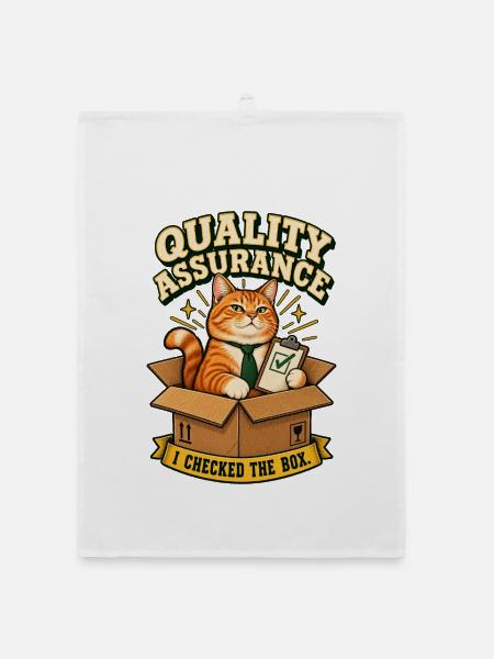Qualitätssicherung – Katzen-Qualitätskontrolleur - Organic Geschirrtuch - Weiß