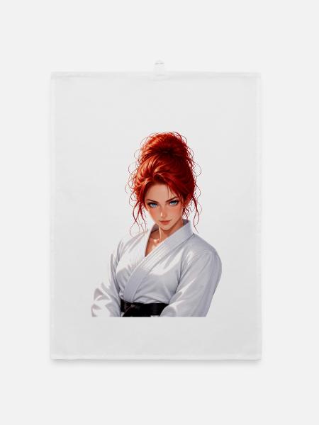 Girl Manga Judo und Karate – Manga Martial Arts - Organic Geschirrtuch - Weiß - Vorne