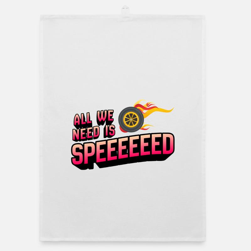 All We Need Is Speed mit Feuerreifen Organic Geschirrtuch
