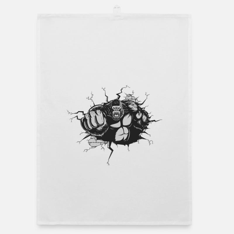 Gorille Percée Mur Noir Blanc Torchon bio
