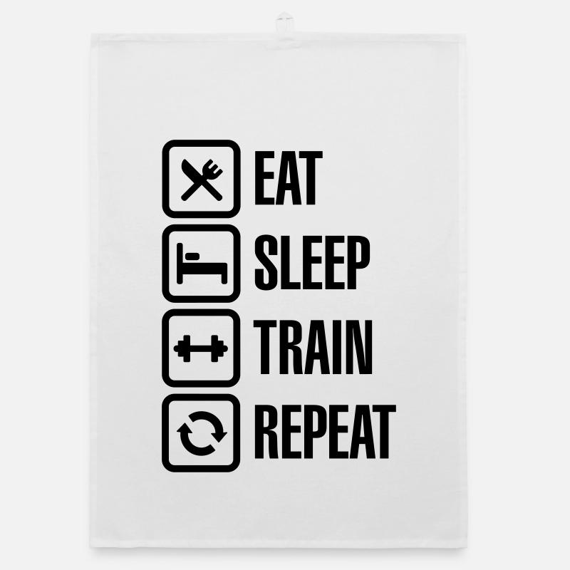 Eat sleep train repeat - bodybuilding Organic dish towel