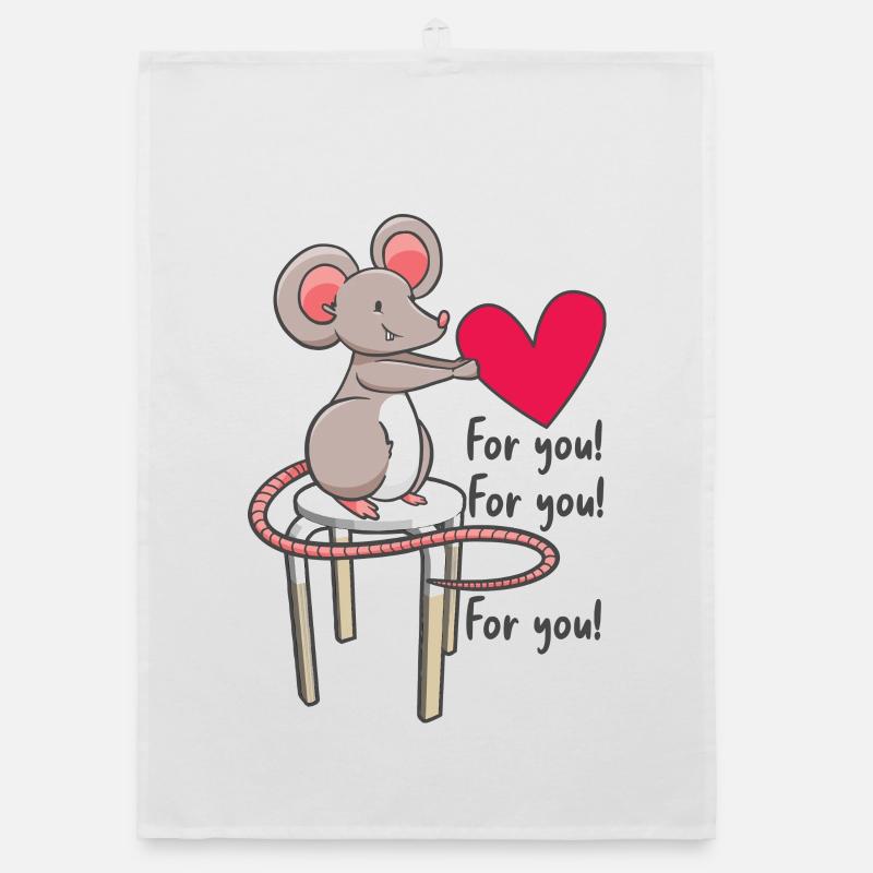 Süße Maus mit Herz Organic Geschirrtuch
