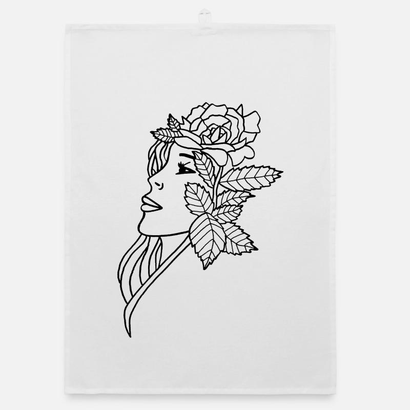 La dame et la rose (noir) Torchon bio