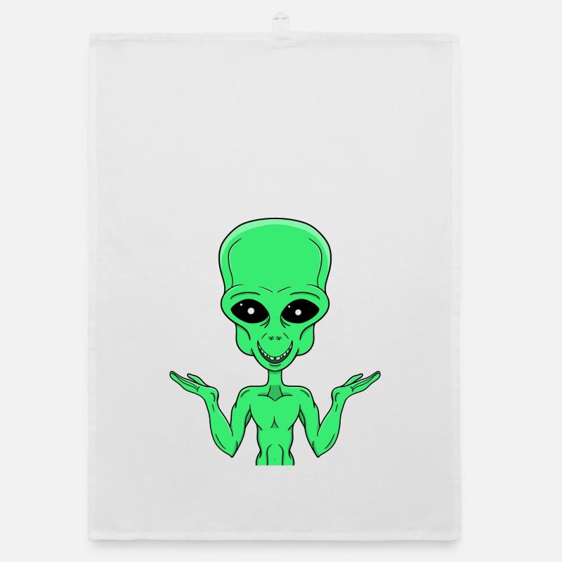 A Green Alien in Doubt Organic dish towel
