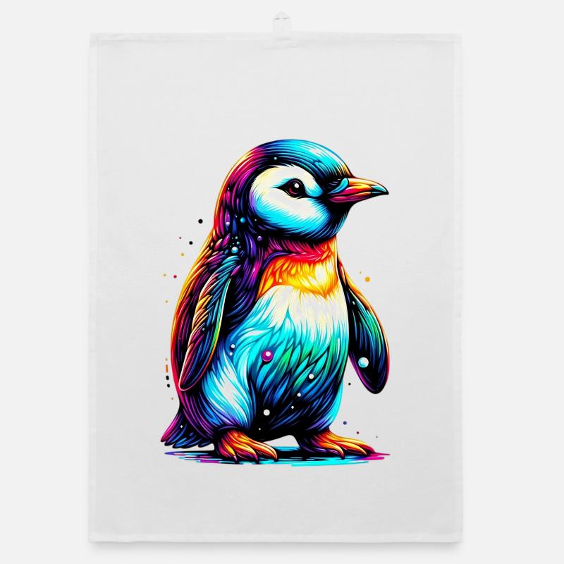 Pinguin - Organic Geschirrtuch - Weiß