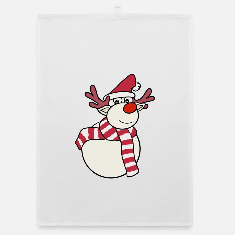 Reindeer Snowman Organic dish towel