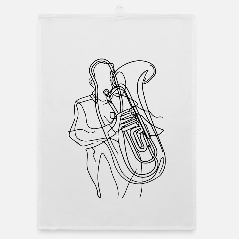 Tuba player Drawing Organic dish towel