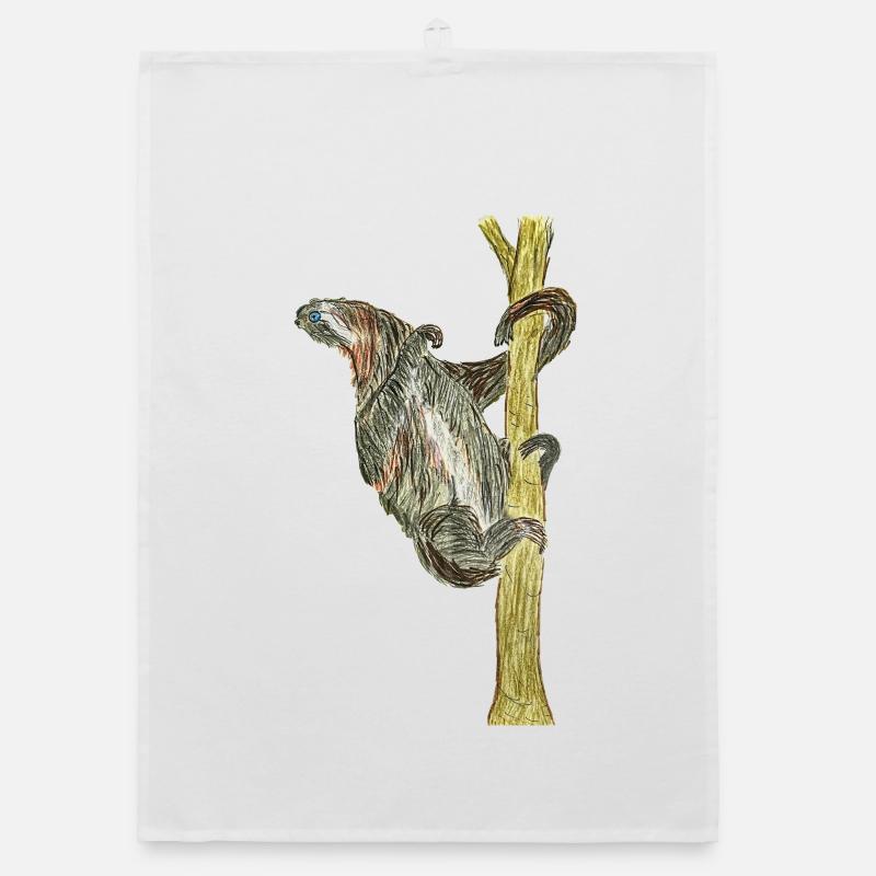 Monkey artwork on tree Organic dish towel