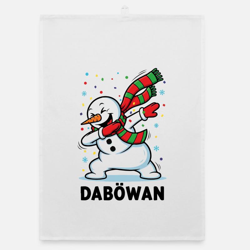 Dabbing Snowman Organic dish towel