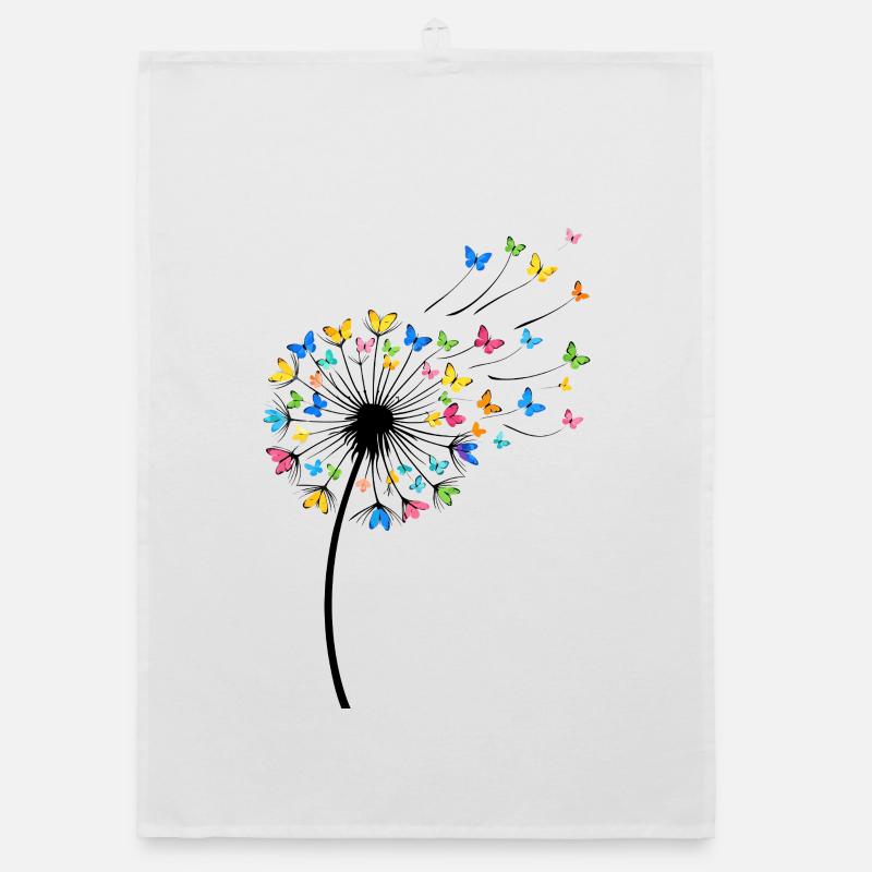 Dandelions with butterflies in the wind Organic dish towel