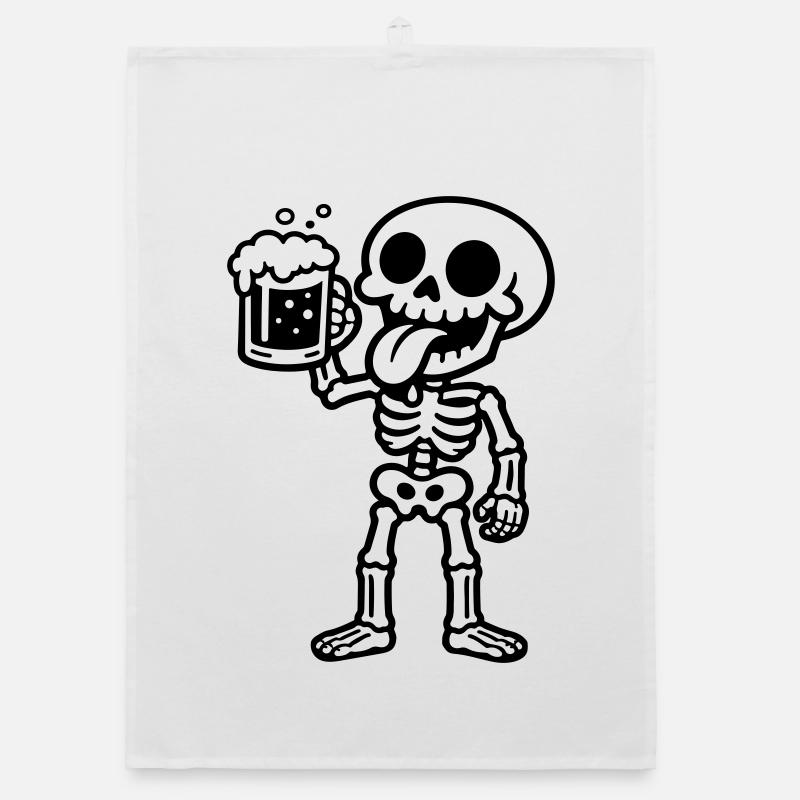 Skelett Bier Comic Organic Geschirrtuch
