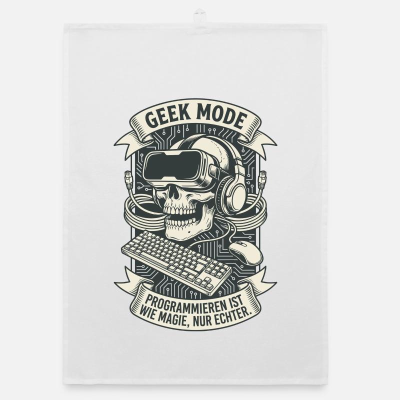 Codage de mode geek Crâne magique Torchon bio