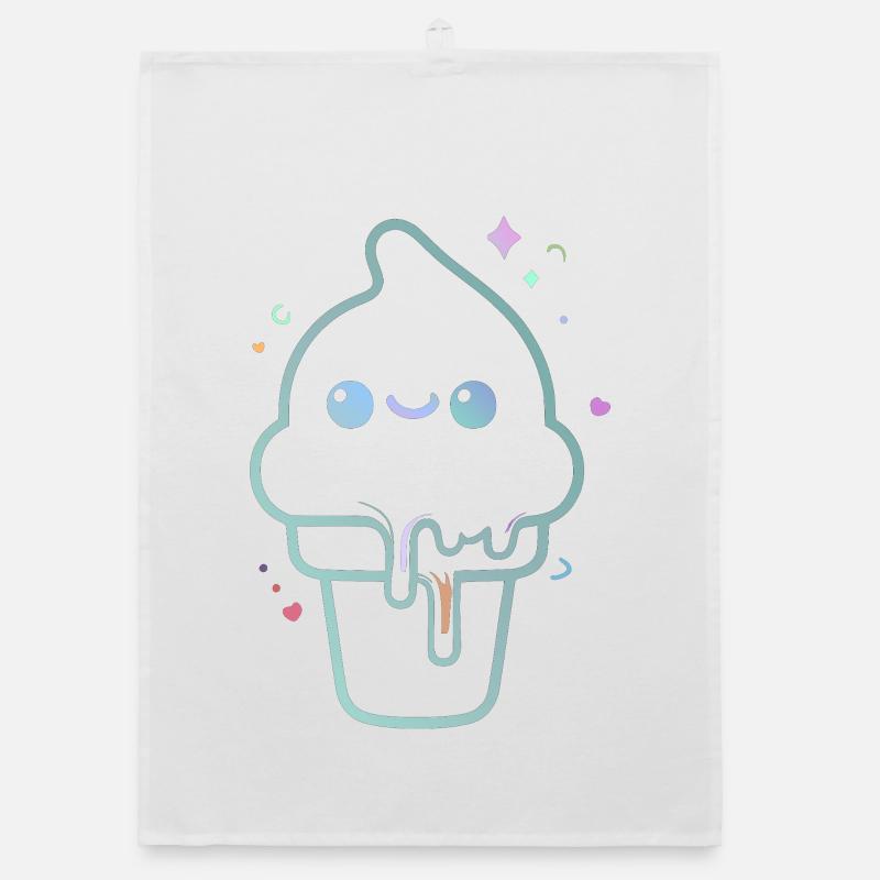Kawaii-pastellfarbenes schimmerndes Eis - Organic Geschirrtuch - Weiß