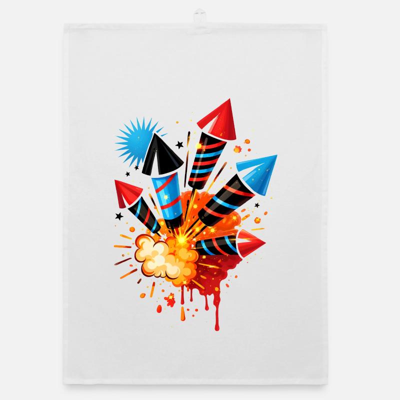 Illustration colorée de feux d’artifice Torchon bio