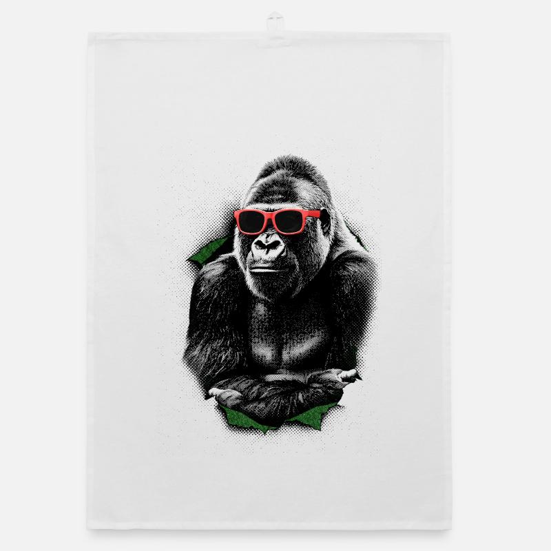 Gorilla Pop Art – Illustration bicolore à demi-tons Torchon bio