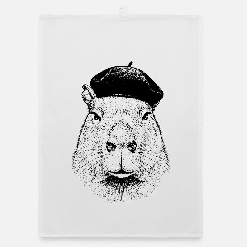 Capybara Avec Béret Torchon bio