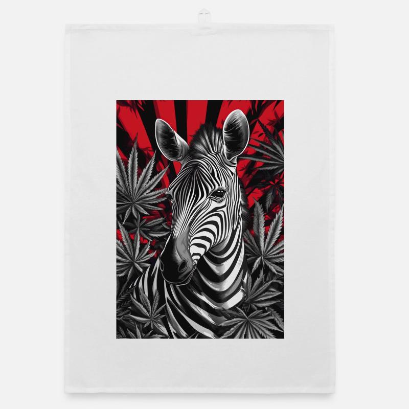 Zebra im Cannabis-Dschungel Organic Geschirrtuch