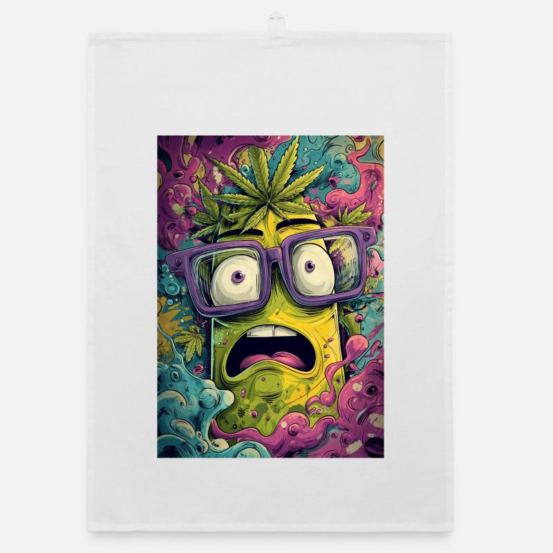 Psychedelic pineapple with glasses Organic dish towel
