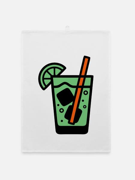 Cocktail Glass Summer Drink Vacances de garçon pour filles - Torchon bio - blanc - Devant