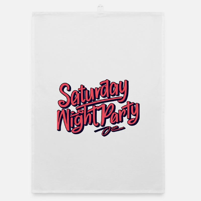 Saturday Night Party Typography Organic dish towel
