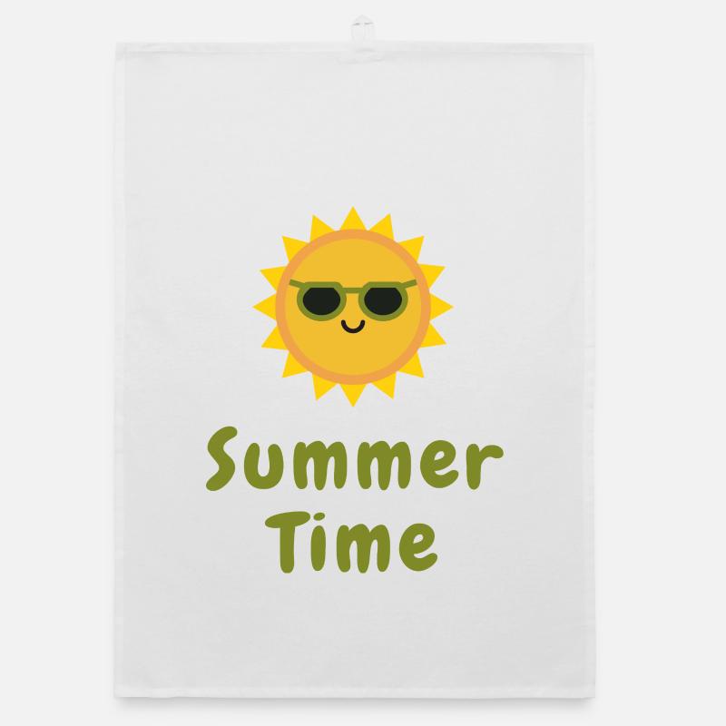 Summer Time Cute Sun Minimal Vacation Design Organic dish towel
