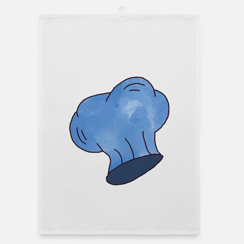 Small blue chef's hat with clouds Organic dish towel