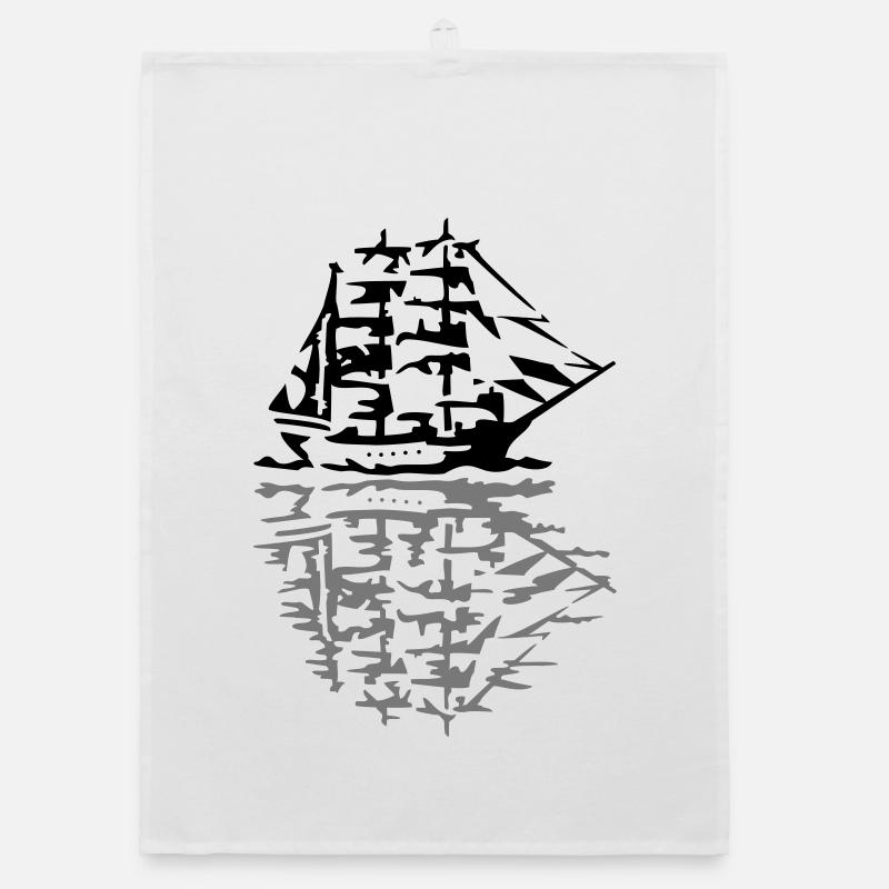 sailing ship Organic dish towel