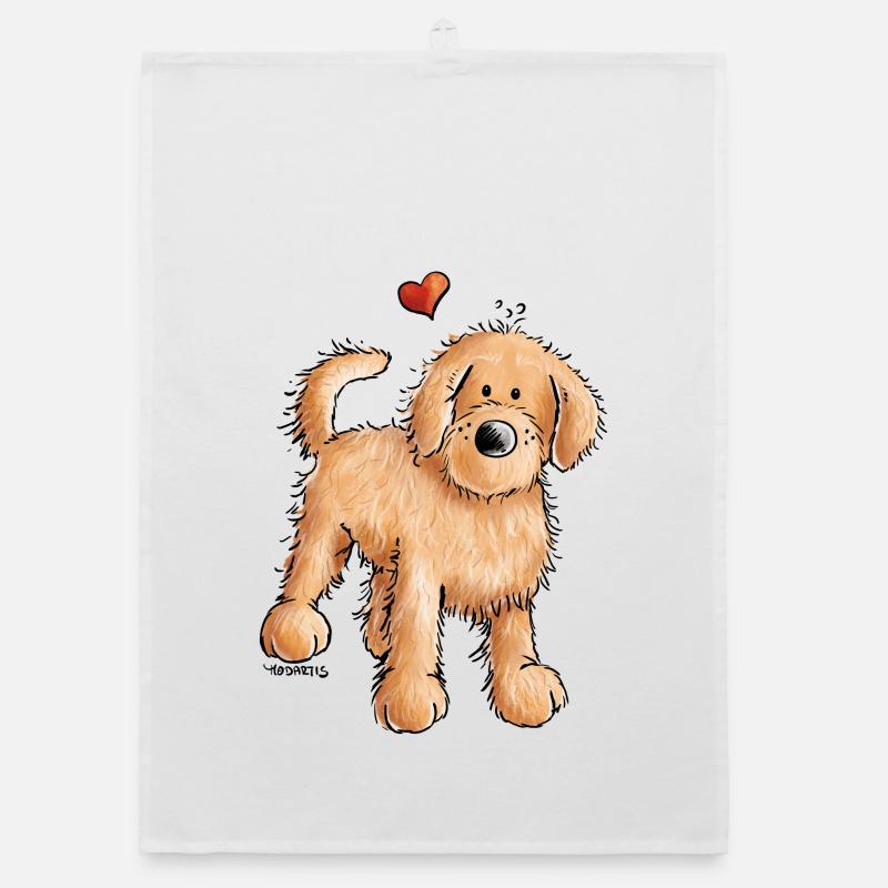 Doodle With Heart - Goldendoodle - Dog - Gift Organic dish towel
