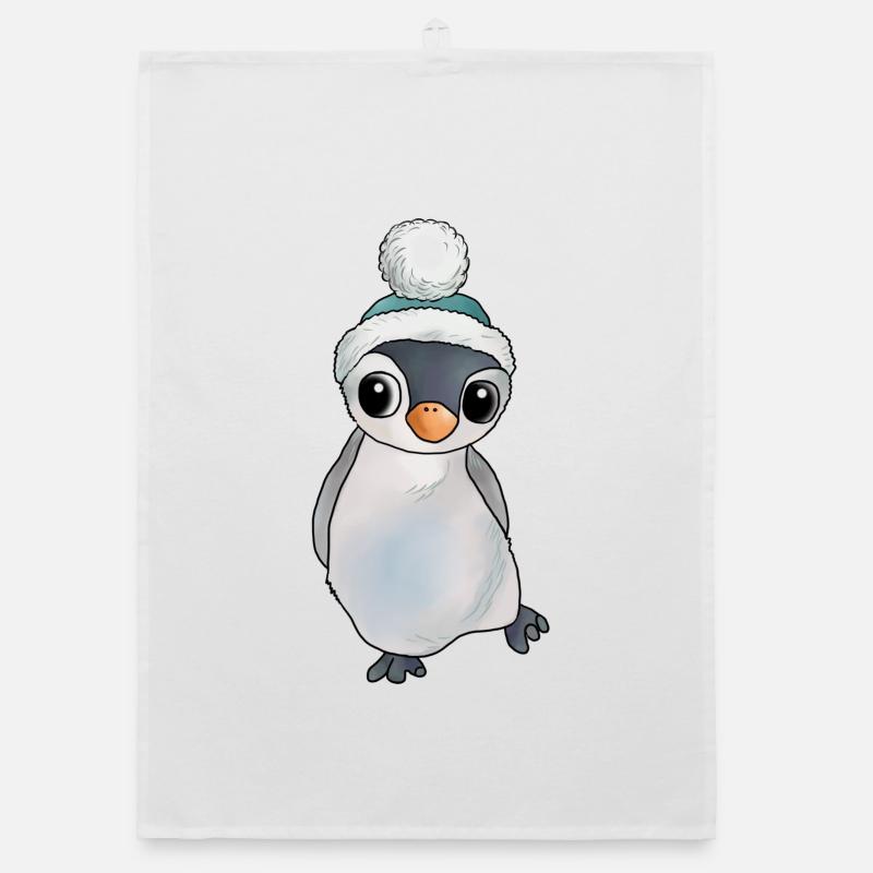 Penguin with hat Organic dish towel