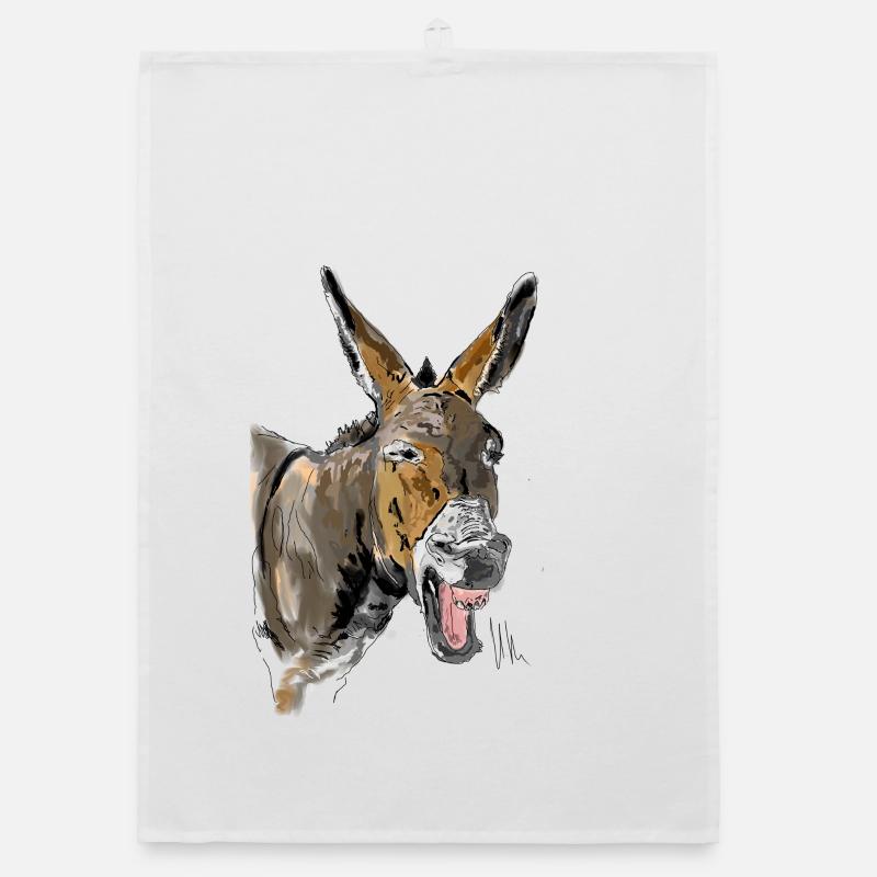 Esel Donkey Âne - Organic Geschirrtuch - Weiß