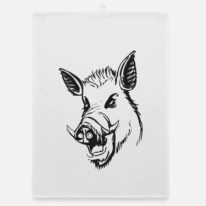 Wildschweinkopf-Design! Organic Geschirrtuch