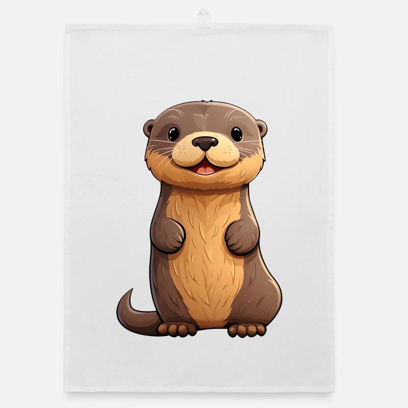 Niedliches Otter-Design | Sommerstimmung | Otter - Organic Geschirrtuch - Weiß