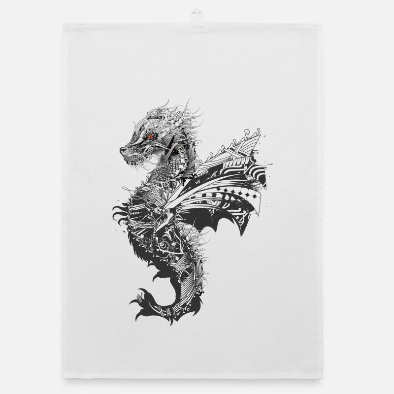 artfully designed mystical dragon Organic dish towel