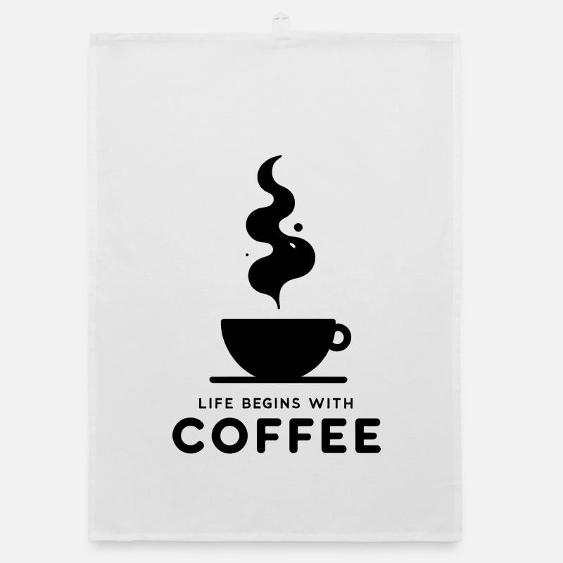 Kaffeebeginn: Leben beginnt Organic Geschirrtuch