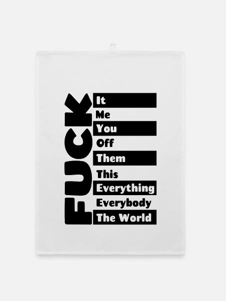 F**k everything # - Organic dish towel - white - Front