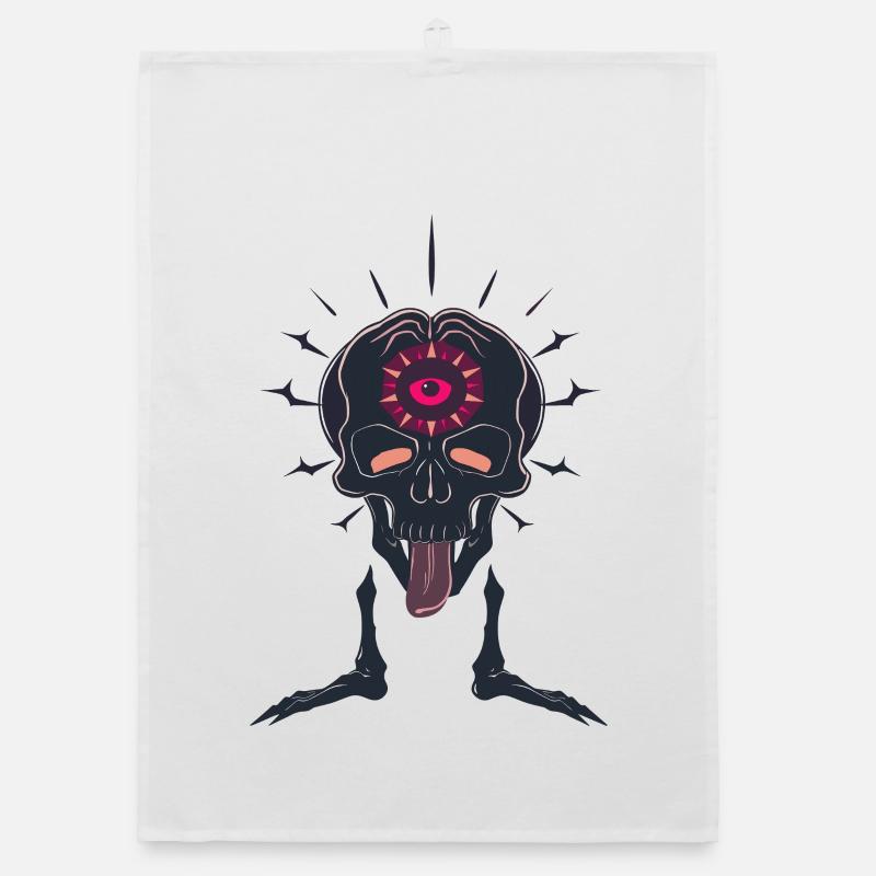 Skull with three eyes Organic dish towel