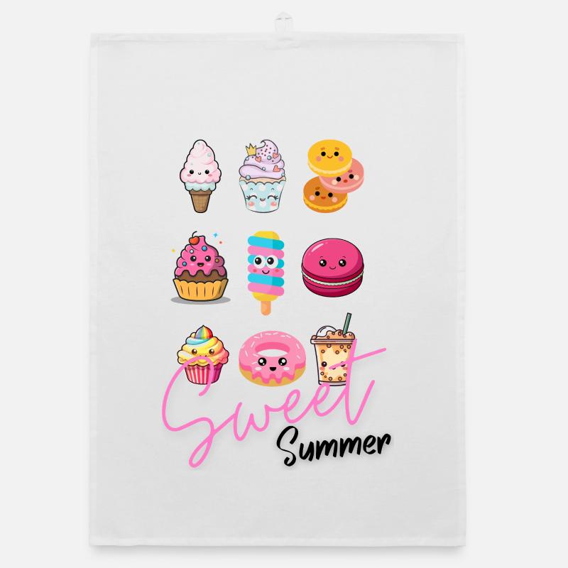 Sweet Happiness Makers - Illustrations de desserts mignons Torchon bio