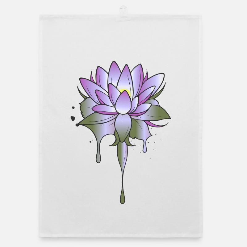 Lotus flower in violet with gradient Organic dish towel