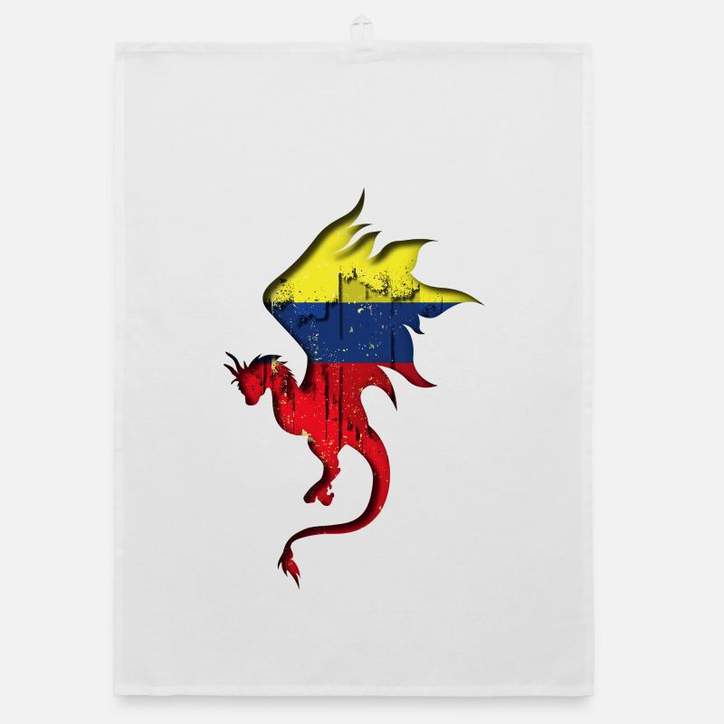 Drapeau de la Colombie - Colombie - Silhouette de dragon Torchon bio