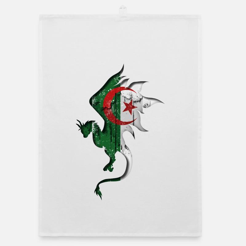 Drapeau de l’Algérie - Algérie - Silhouette de dragon Torchon bio