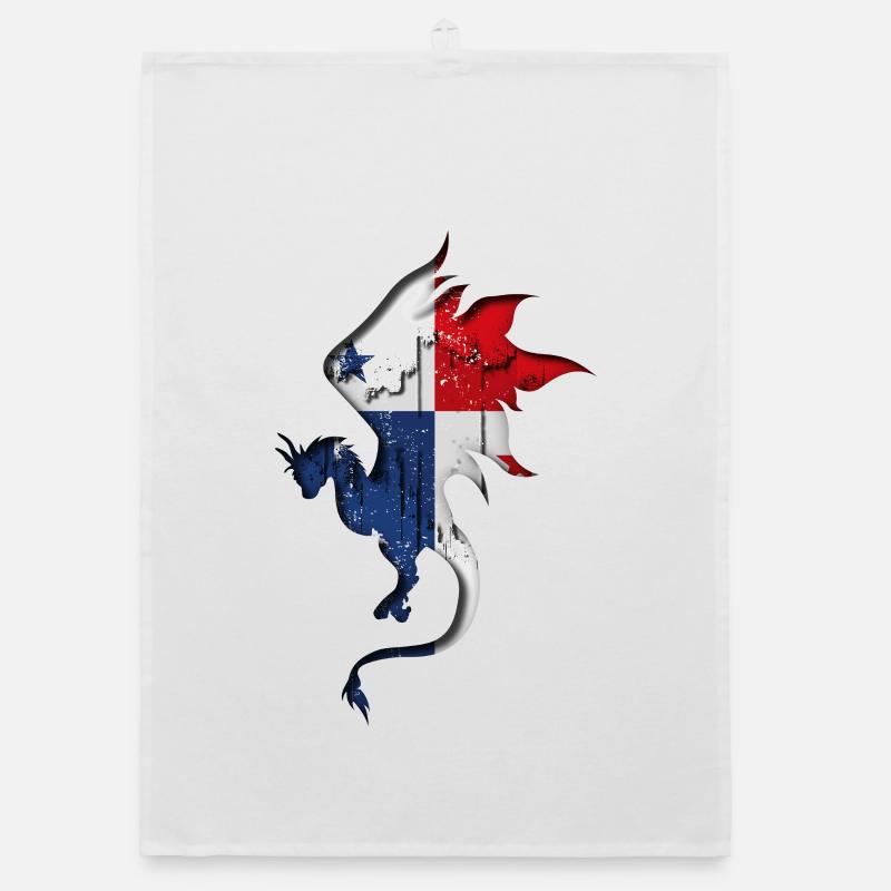Panama Flag - Dragon Silhouette Organic dish towel