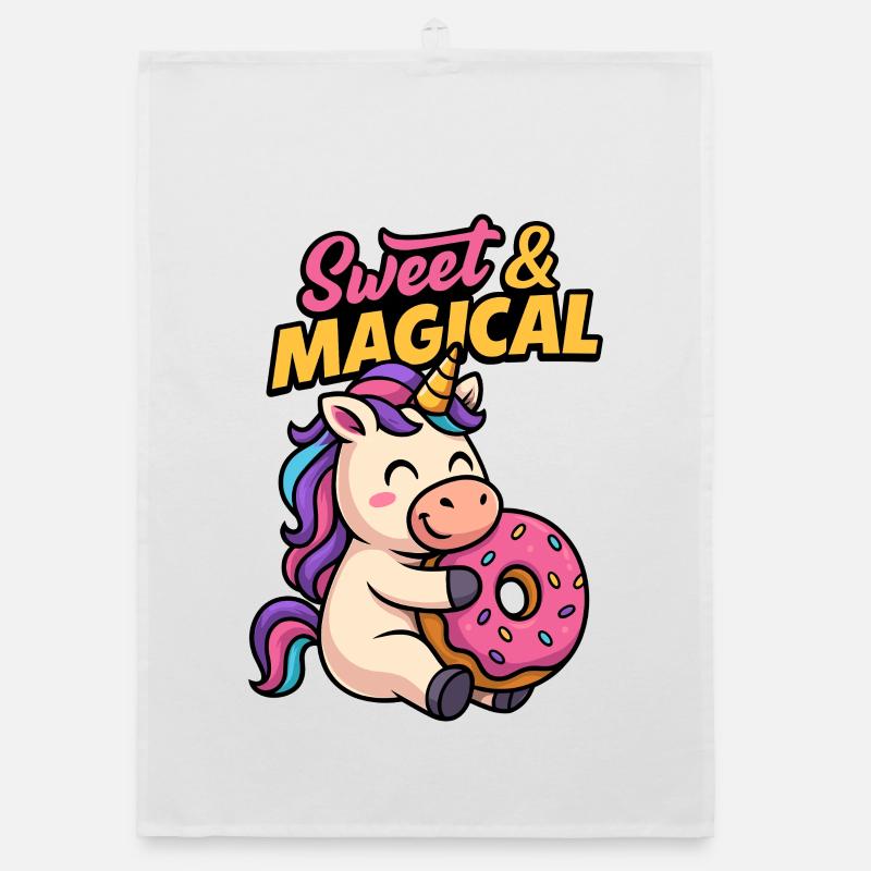 Licorne mignonne avec un beignet Torchon bio