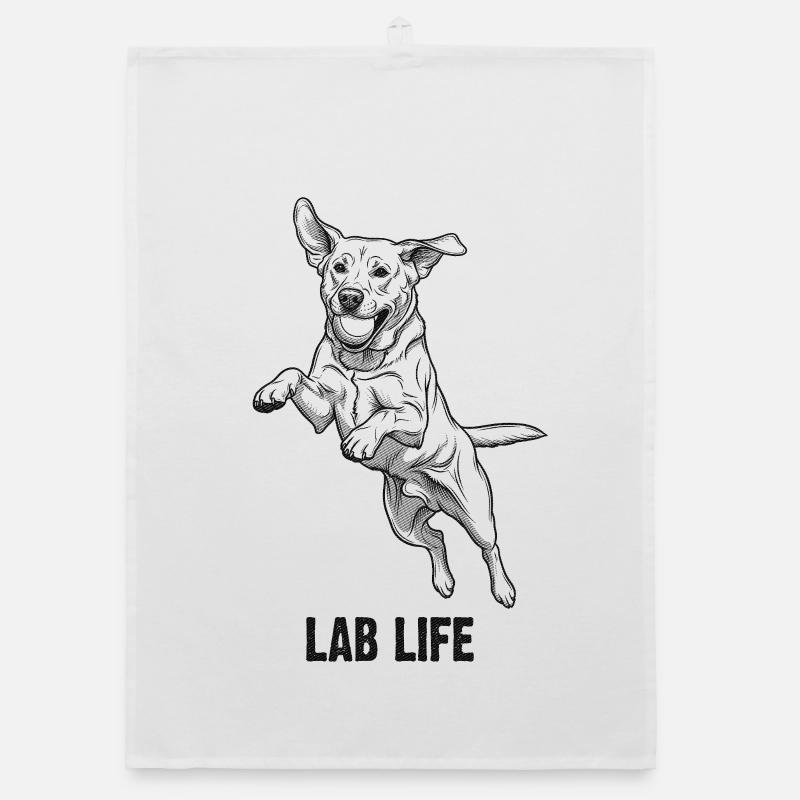 Labrador Lab Life - springender Hund mit Ball  Organic Geschirrtuch