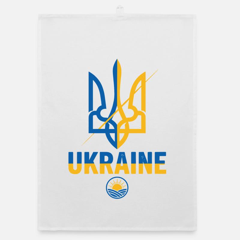 Écusson du trident en bleu et jaune Torchon bio